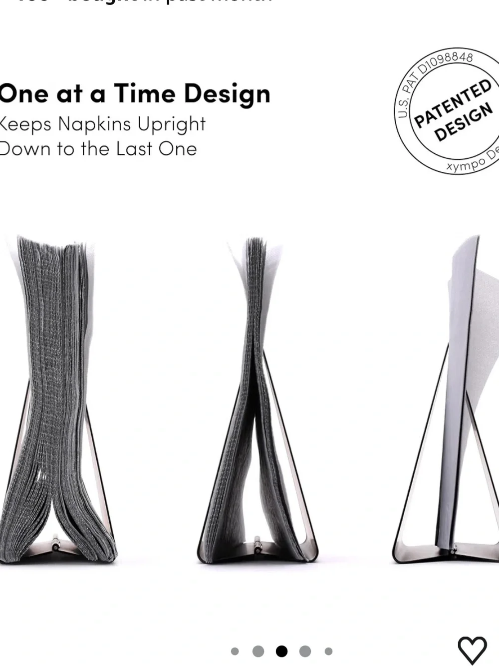NIB XYMPO Black Adjustable Triangle Napkin Holder, holds 50